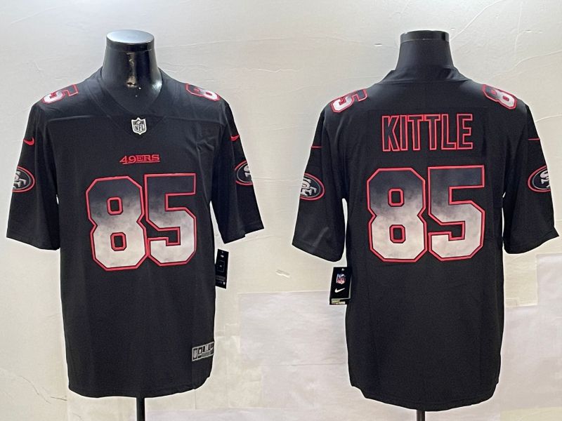 Men San Francisco 49ers #85 Kittle Black Nike Smoke Fashion 2024 Limited NFL Jersey style 1->san francisco 49ers->NFL Jersey